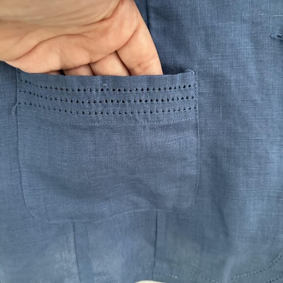 Autograph Blazer Womens 14 Blue 100% Linen Unlined Lightweight One Button Office - Picture 2 of 10